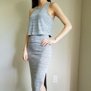 Heather Grey Two Piece Maxi Skirt and Top
